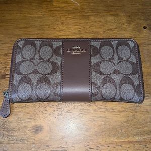 COACH Leather & Coated Canvas Zip Wallet
